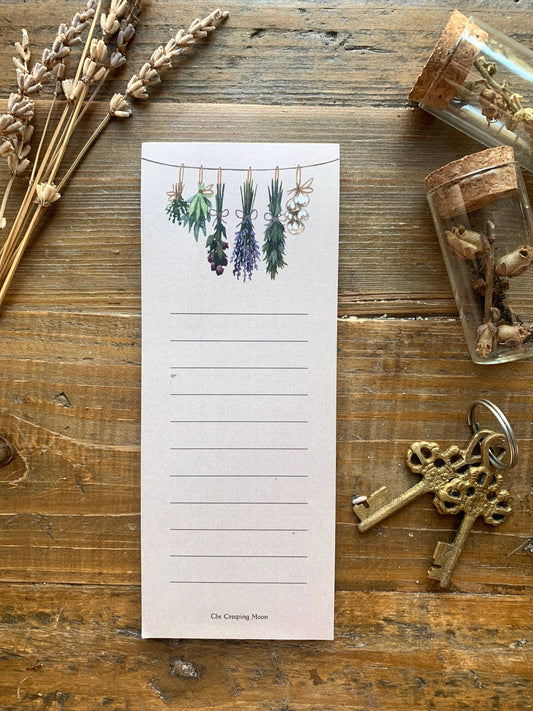 Witch's herbs list notepad